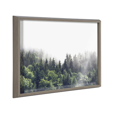 Blake Lush Green Forest on a Foggy Day Framed Printed Glass