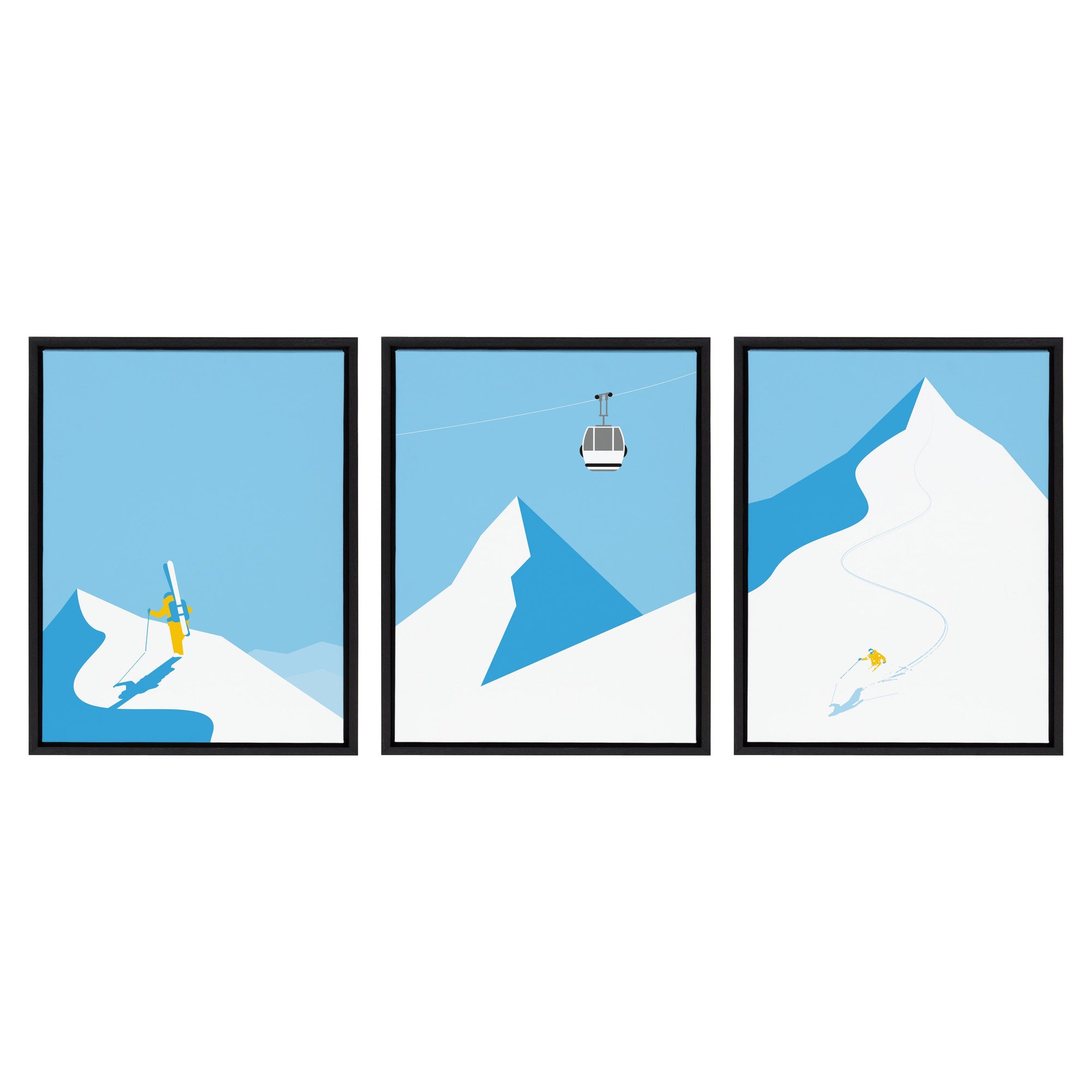 Sylvie Downhill Skier Framed Canvas Art Set By Rocket Jack by kateandlaurel - main product image for Resin Society