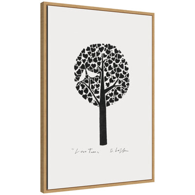 Sylvie Black and White Love Tree Linocut Framed Canvas by Giuliana Lazzerini