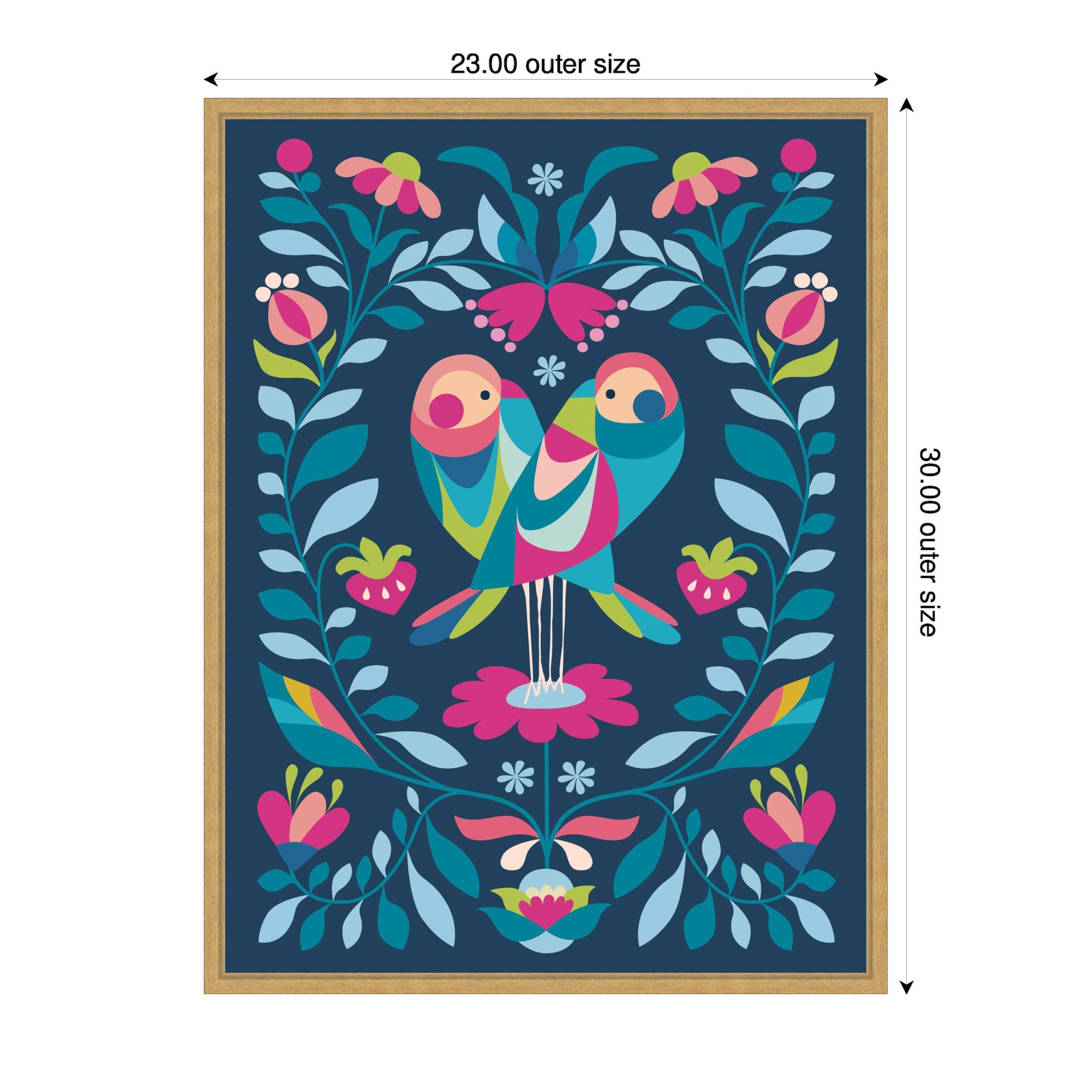Sylvie Love Birds Framed Canvas by Rachel Lee