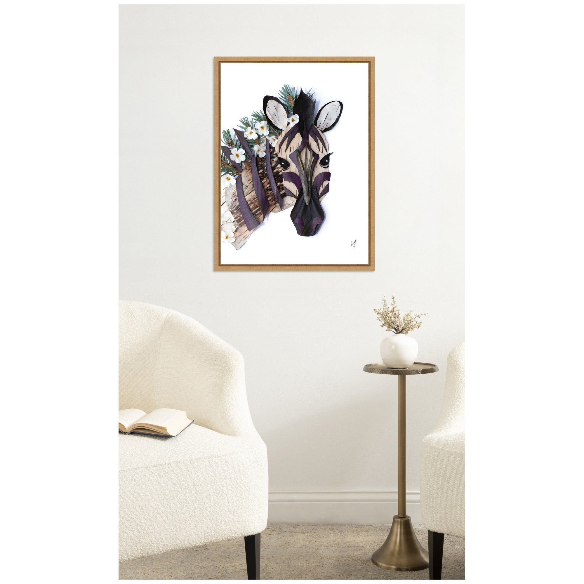 Zebra by Madeline Jeppesen Framed Canvas Wall Art Print