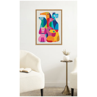 Modern Abstract Dogs by Rachel Lee Framed Canvas Wall Art Print