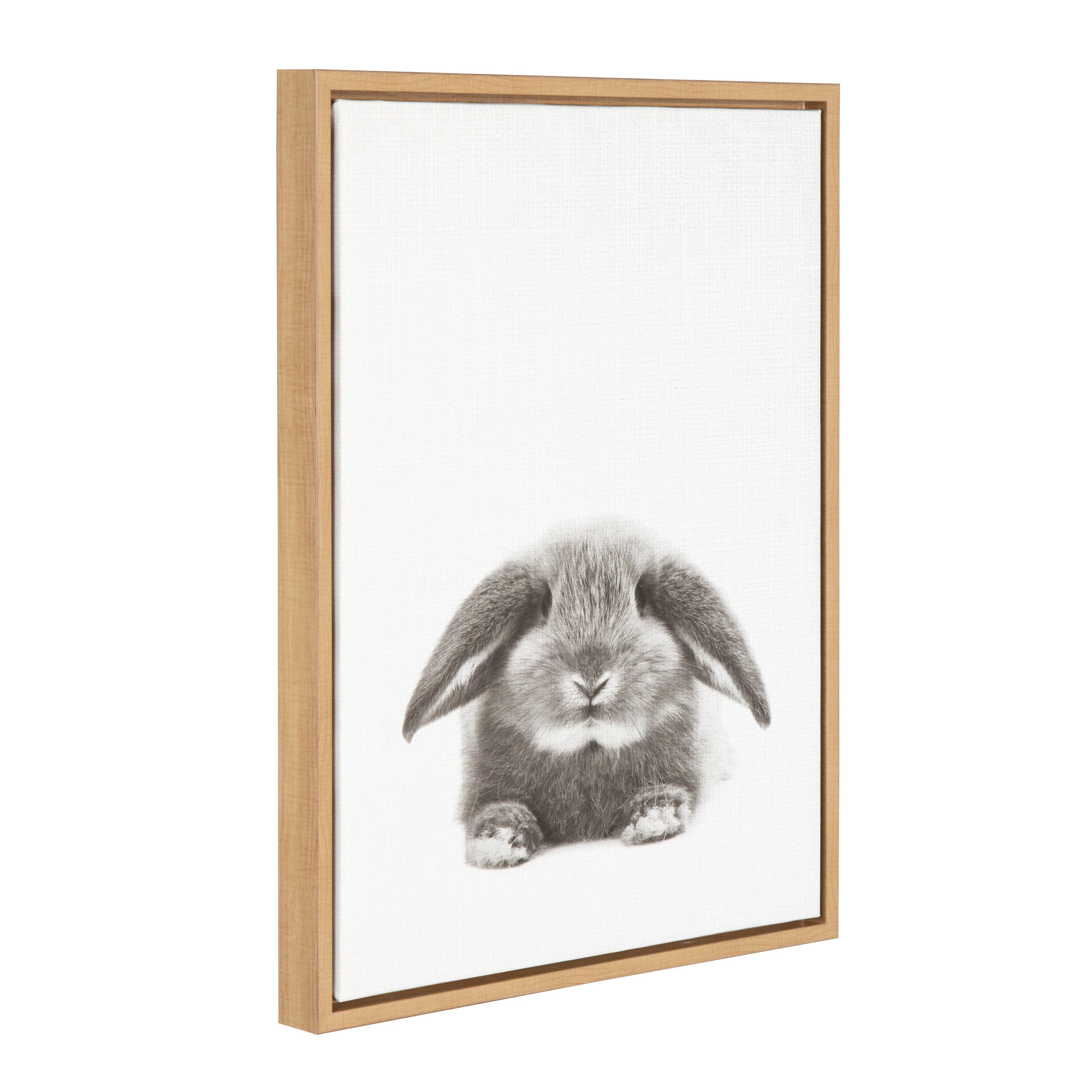 Sylvie Rabbit framed canvas artwork featuring a soft gray bunny printed on canvas within a light polystyrene frame