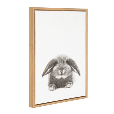 Sylvie Rabbit framed canvas artwork featuring a soft gray bunny printed on canvas within a light polystyrene frame