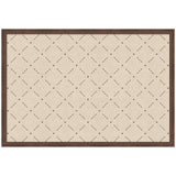 Rectangular beige pinboard with a subtle green lattice pattern and small arrow motifs, framed by a dark brown wooden border.