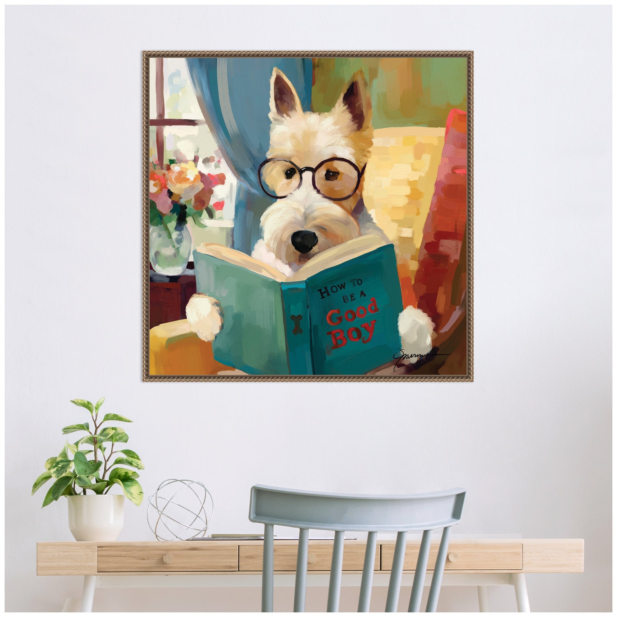 Sylvie How to be a Good Boy Framed Canvas by Mary Sparrow