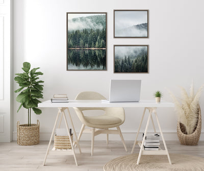 Sylvie Evergreen Reflections in Fog Framed Canvas Art Set by Emiko and Mark Franzen of F2Images