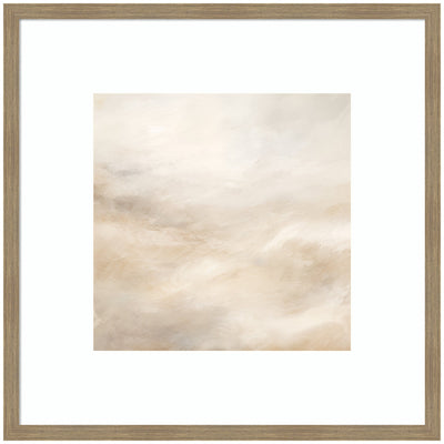 Tonal Abstract Textural White and Beige Light Natural Neutrals framed wall art print showing textured white and beige abstract design in square frame.