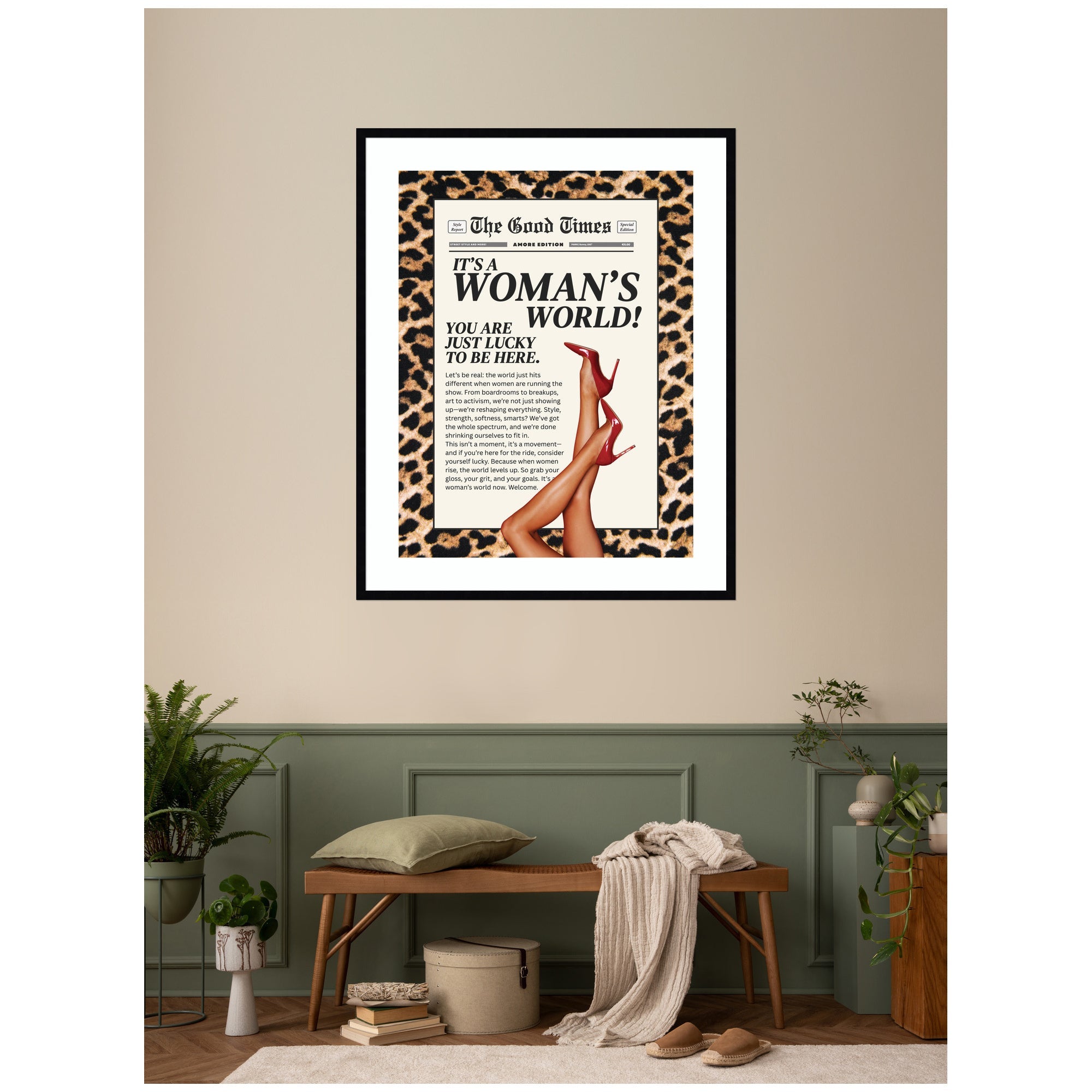 Leopard Maximalist Womans World by Honey Island Studio Framed Wall Art Print