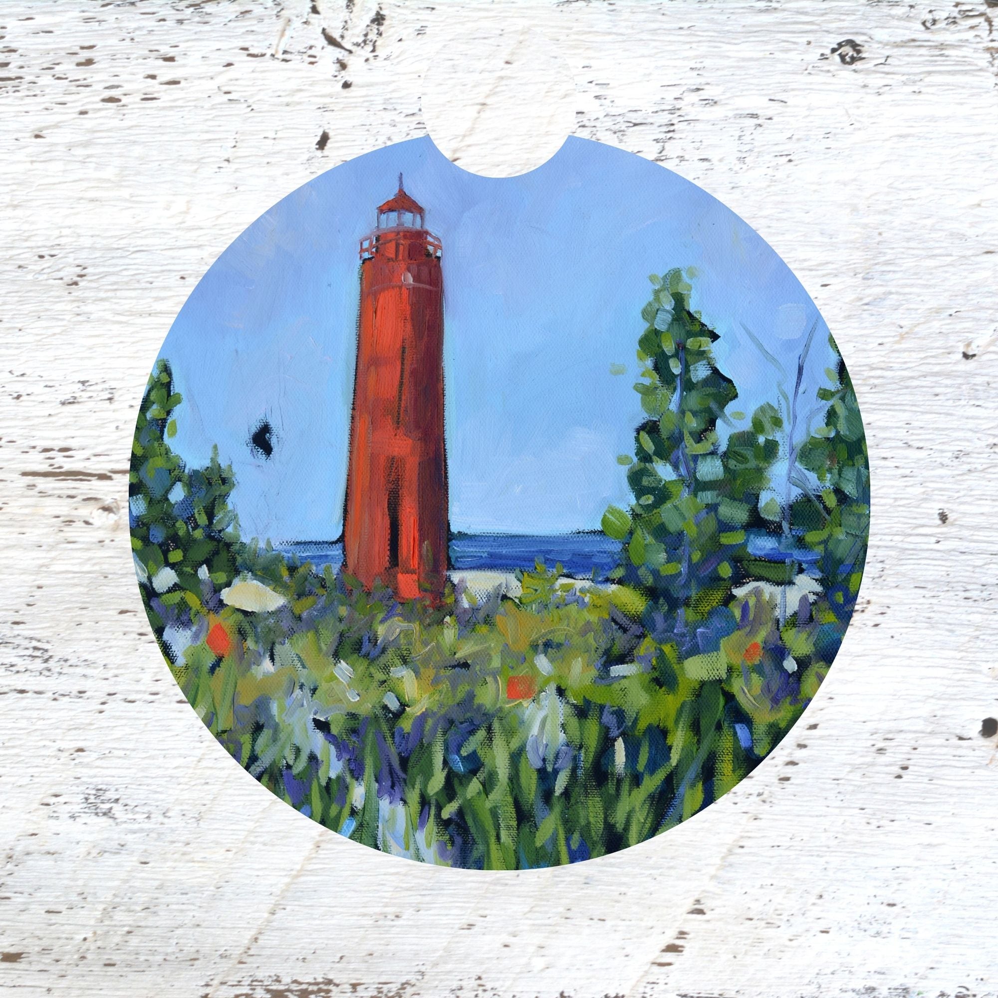 Car Coaster: Little Sable Point Lighthouse. Artist Christi Dreese by Dreese Fine Art - Resin Society