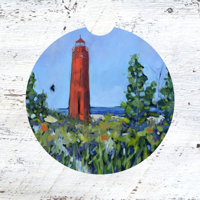 Car Coaster: Little Sable Point Lighthouse. Artist Christi Dreese by Dreese Fine Art - Resin Society