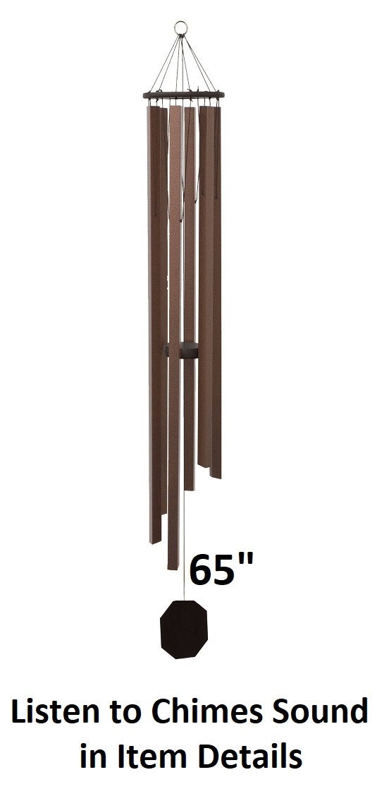 Amish handmade square aluminum wind chimes in outdoor garden setting