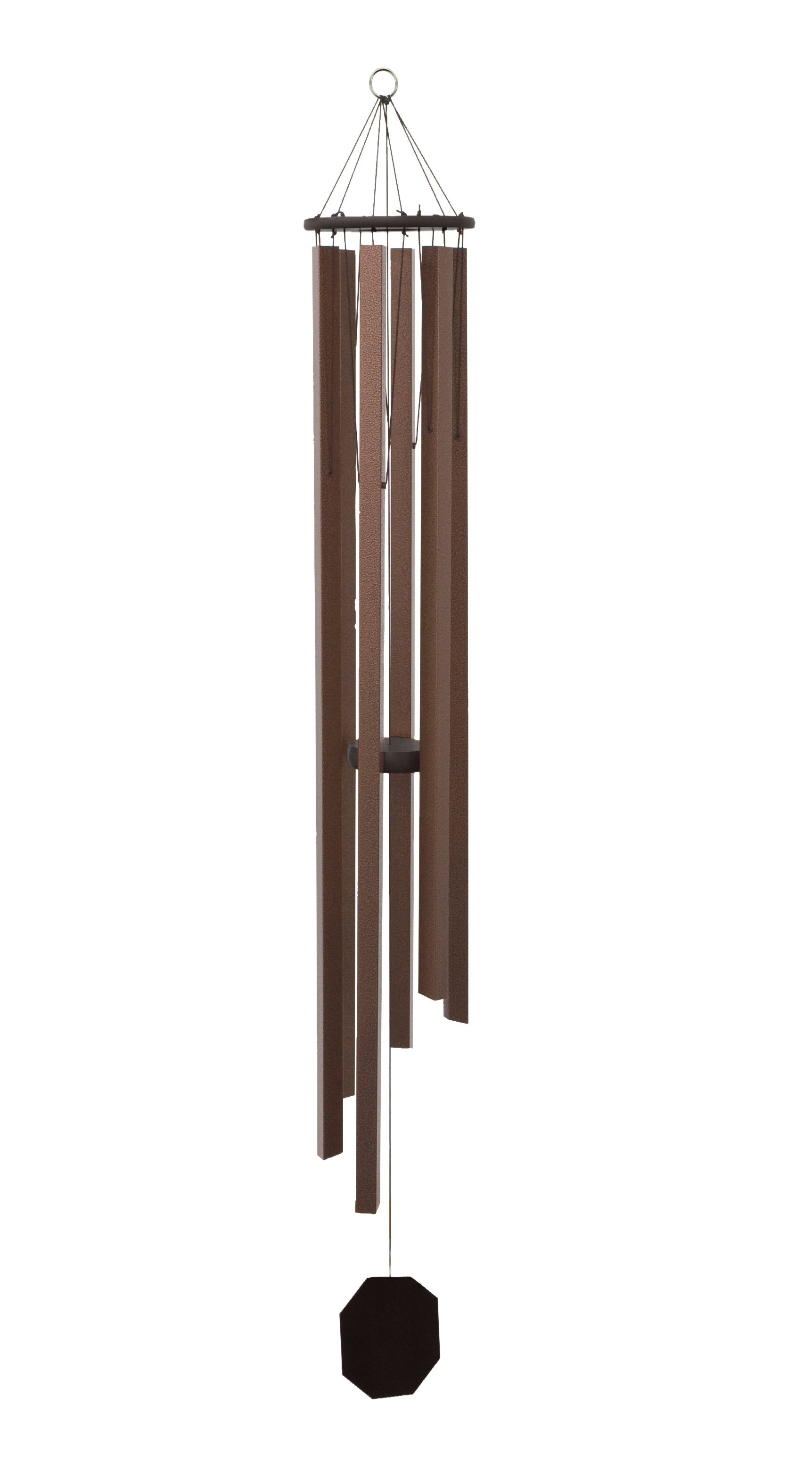 Amish handmade square aluminum wind chimes in outdoor garden setting