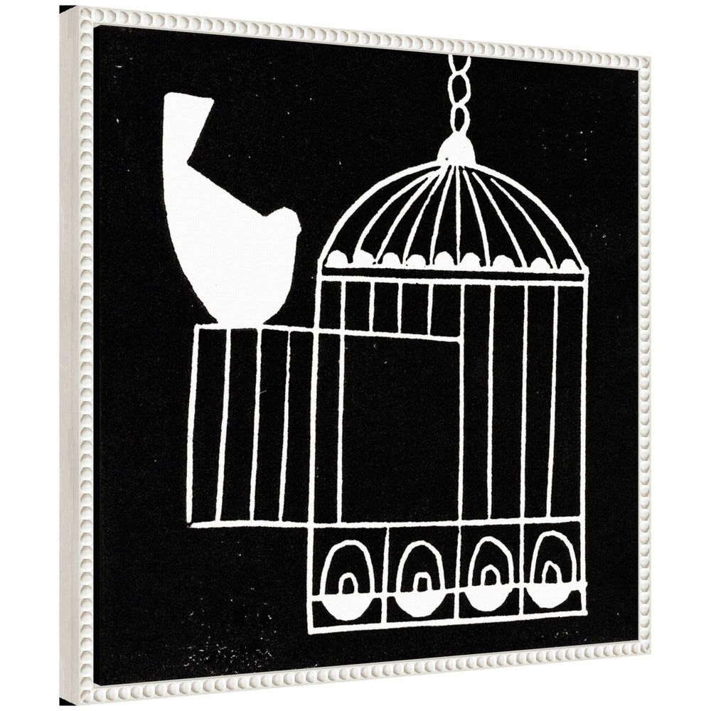 Abstract framed canvas art titled Sylvie Vivere 2 To be Free Bird Linocut by Giuliana Lazzerini