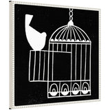 Abstract framed canvas art titled Sylvie Vivere 2 To be Free Bird Linocut by Giuliana Lazzerini