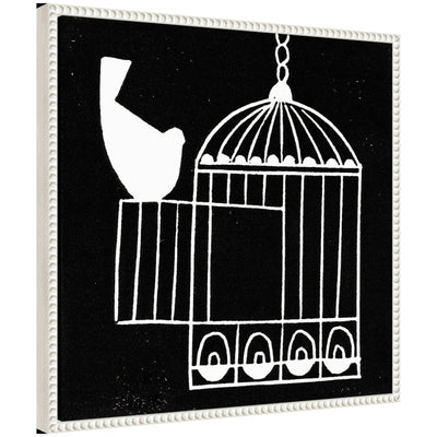 Abstract framed canvas art titled Sylvie Vivere 2 To be Free Bird Linocut by Giuliana Lazzerini