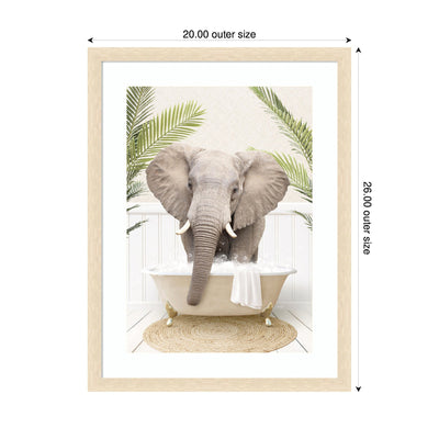 Elephant Front Palm Bathtub by Amy Peterson Framed Wall Art Print