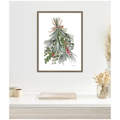 Sylvie Framed Canvas Mixed Greens Holiday Swag by Patricia Shaw
