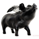 Money Box Rockstar Pig with silver wings on white background