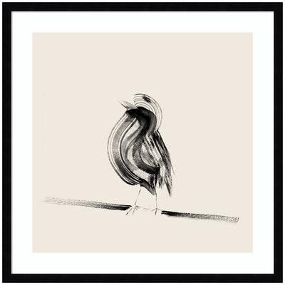 Bird on a Branch by Danushka Abeygoda framed printed art featuring a detailed bird perched on a branch