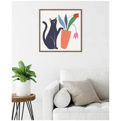 Sylvie Cat Vase 6 Framed Canvas by Hannah Beisang