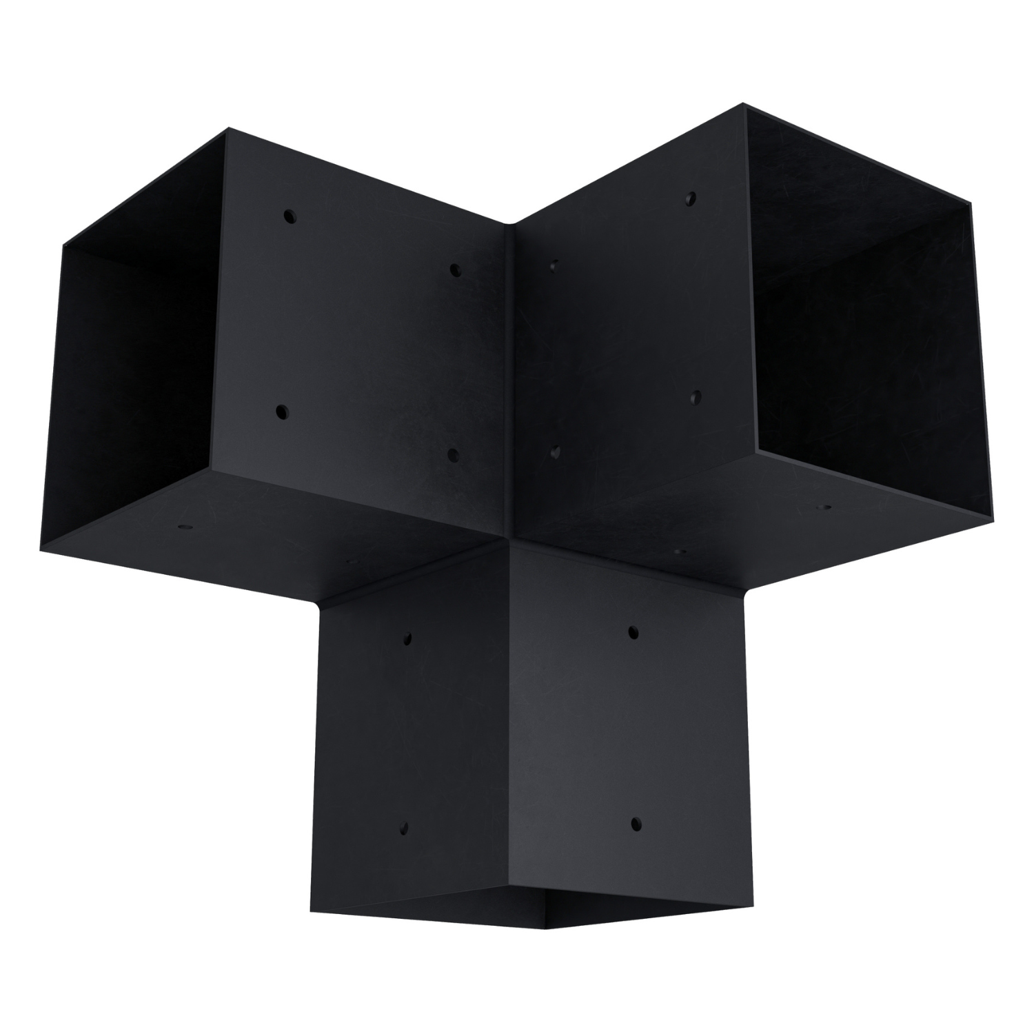 Pergola 3-Arm Post Bracket for 6x6 wood posts, made from steel with pre-drilled holes, black screws included