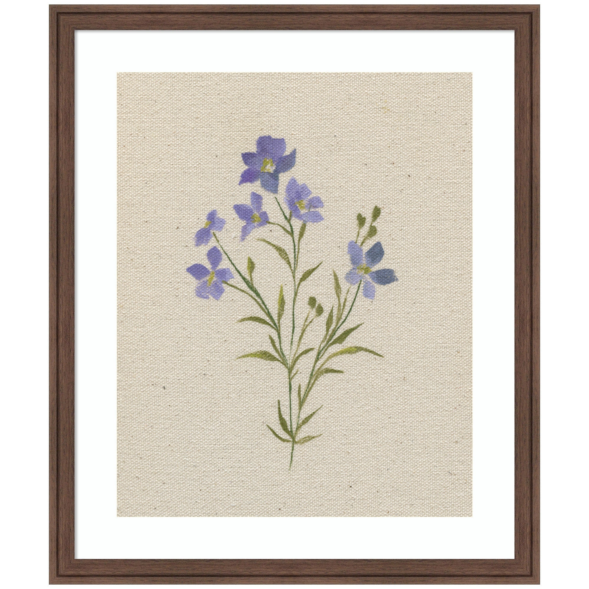 Framed wall art print titled AQ Simple Bloom No 2 featuring floral imagery in Florence Medium Brown frame