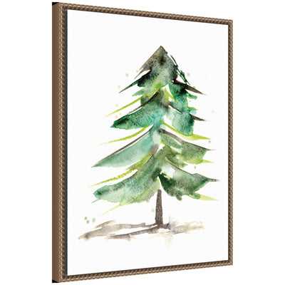 Sylvie Winter Spruce framed canvas art by Xizhou Xie in a vintage beaded gold frame.