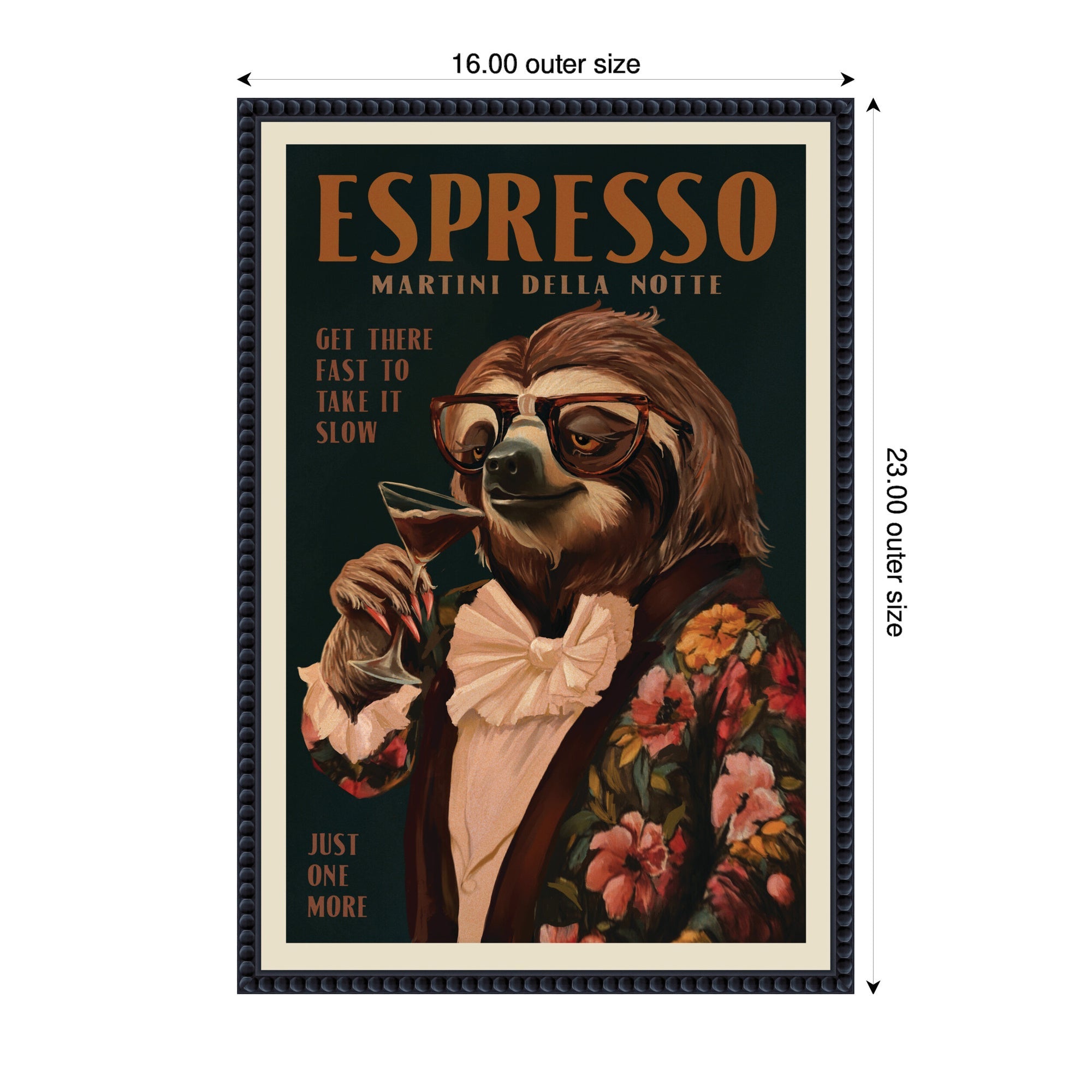 WG Espresso Sloth by The Whiskey Ginger Framed Canvas Wall Art Print