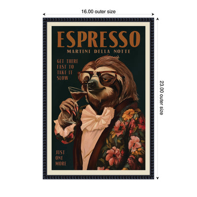 WG Espresso Sloth by The Whiskey Ginger Framed Canvas Wall Art Print