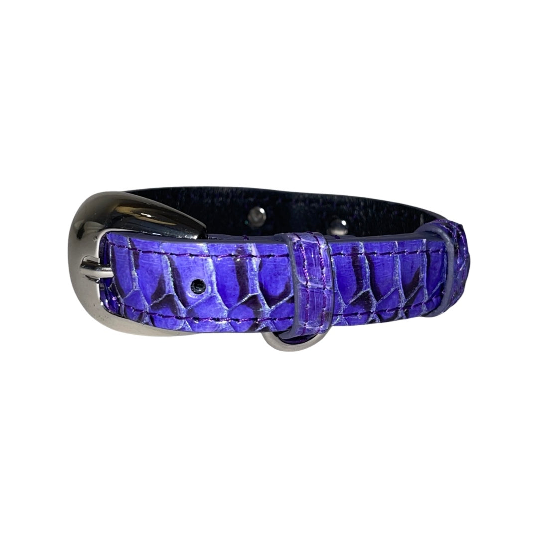 XS/S 7”-14” Iridescent Purple/Silver Custom Snake Collar/Custom Silver