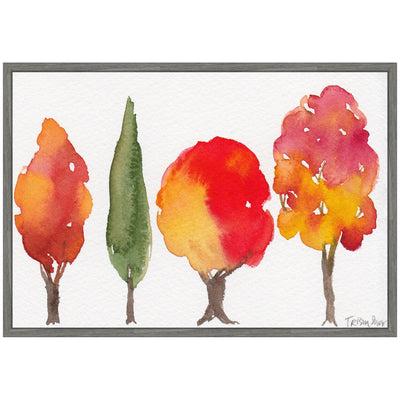 Sylvie Watercolor 4 Fall Trees Framed Canvas by Patricia Shaw