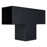 Pergola 3-Arm T Bracket made of black steel designed for 6x6 wood posts