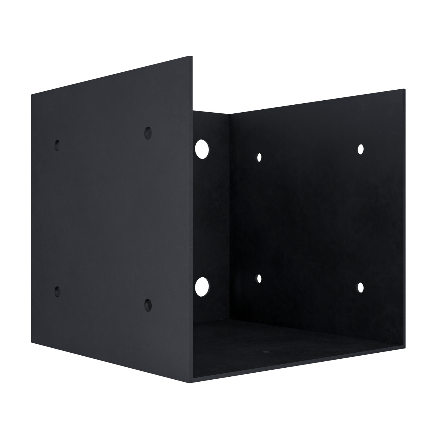 Zen Pergolas 6x6 Wood Post Wall Mount Bracket showing steel construction and pre-drilled holes