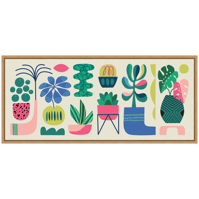 Sylvie Retro Bright Floral and Succulent Panel Framed Canvas by Rachel Lee