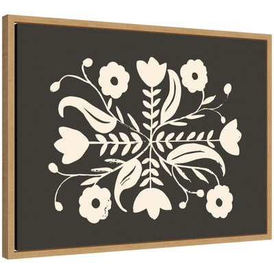 Aurelia Black Cream 012 framed canvas wall art print by Vicky Yorke showing abstract natural forms with black and cream tones