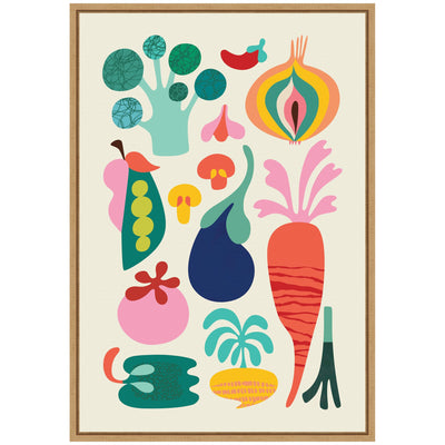 Sylvie Modern Colorful Abstract Veggies Framed Canvas by Rachel Lee