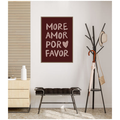 More Amor Por Favor Hand Painted Typography Maroon by Lucky Guava Framed Canvas Wall Art Print