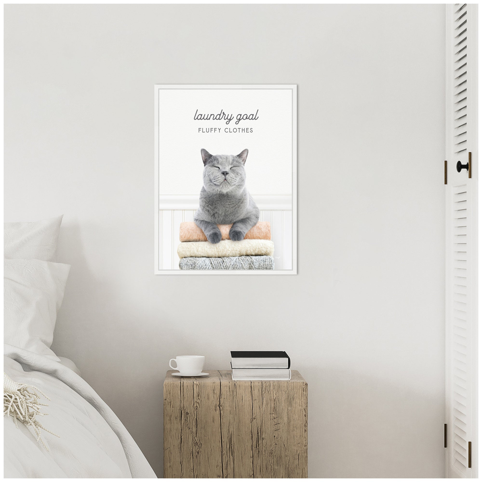 Sylvie Cat Laundry Goals Framed Canvas by Amy Peterson