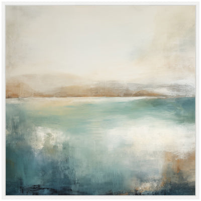Sylvie Abstract Calming Lake Landscape Framed Canvas by The Creative Bunch Studio
