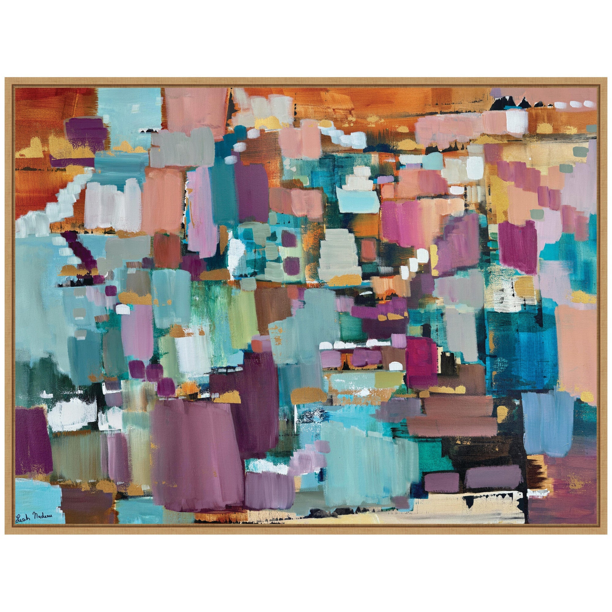 Sylvie Gemstones in Jewel Tones Framed Canvas by Leah Nadeau