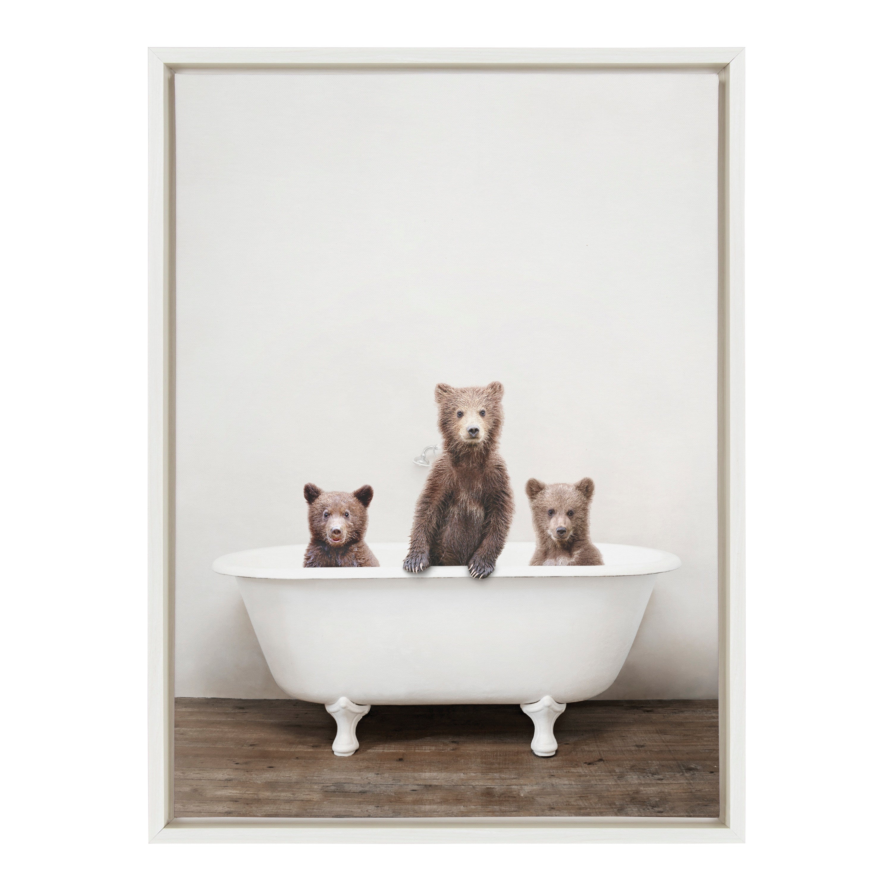 Sylvie Three Little Bears in Vintage Bathtub Framed Canvas