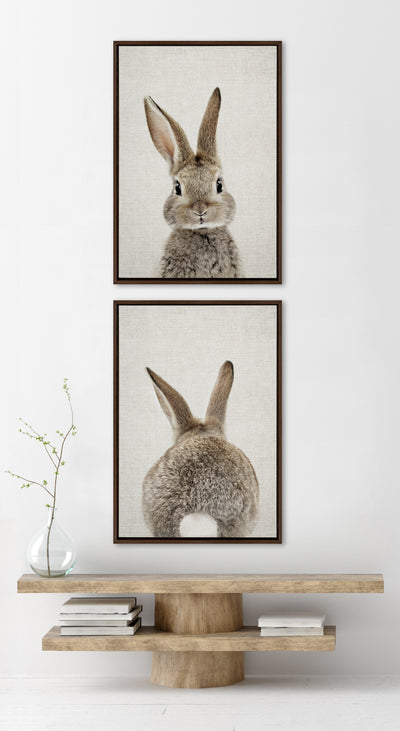 Sylvie Bunny Portrait and Bunny Tail Framed Canvas Art Set by Amy Peterson Art Studio