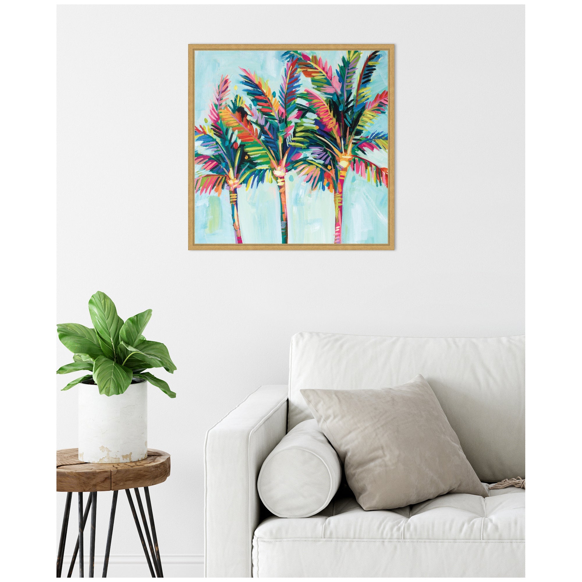 Sylvie Rainbow Coconuts Framed Canvas by Rachel Christopoulos