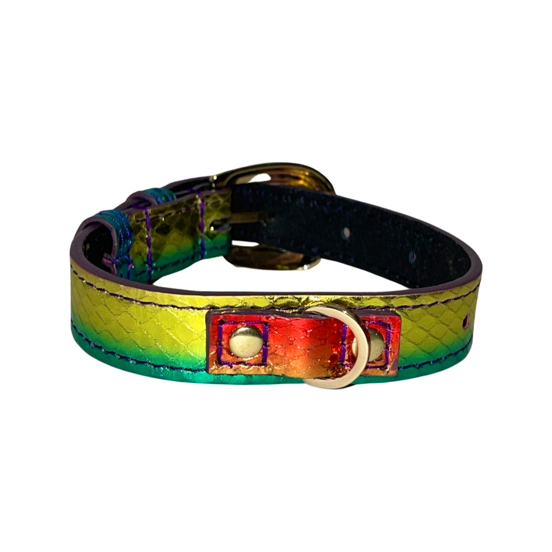 XS/S 7”-14” Yellow/Green/Red Custom Snake Collar/Custom Gold Italian