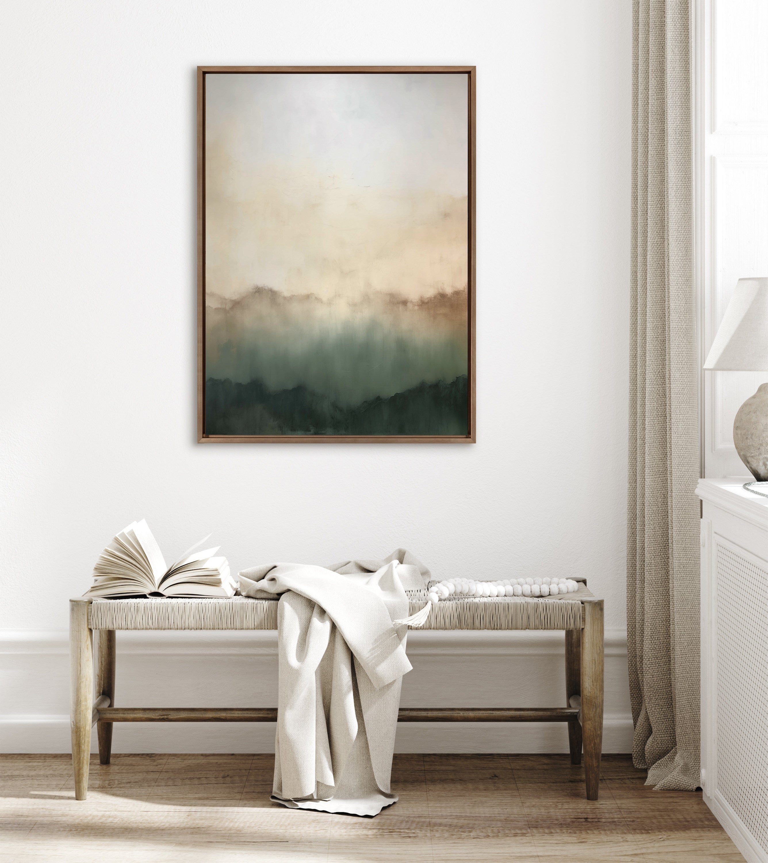 Sylvie Green Mountain Abstract I Framed Canvas by Amy Lighthall