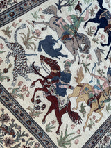 Hand-Knotted Lahore Hunting Scene Wool Rug – 8’ x 11’3” – Vintage 1950s by Rugistan - product image 4 for Resin Society