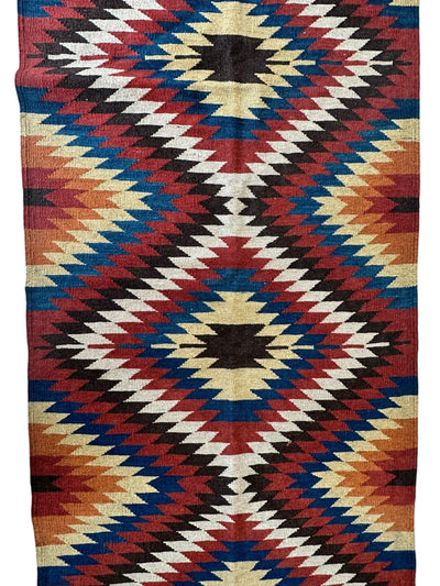 Hand-Knotted Afghan Kilim Wool Runner Rug – 2’8” x 12’4” – Vintage Full by Rugistan - product image 4 for Resin Society