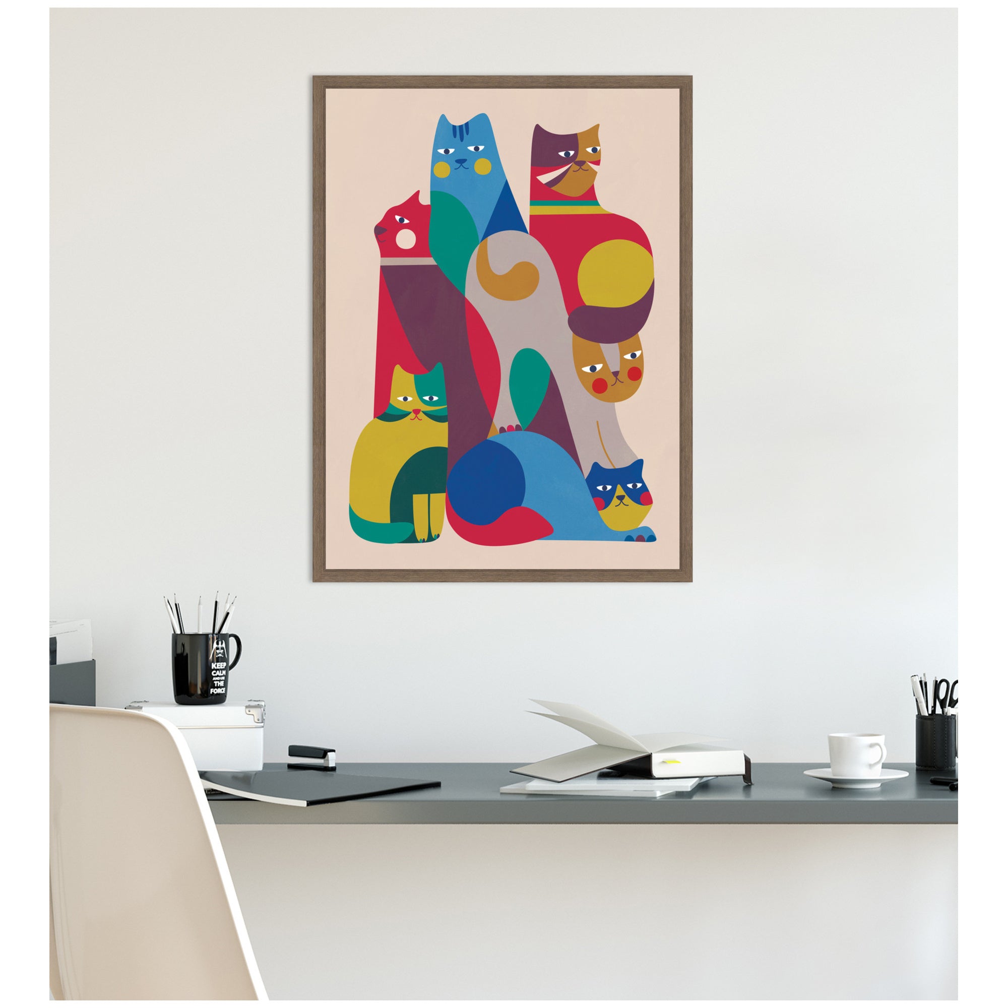 Abstract Retro Modern Cats 02 by Rachel Lee Framed Canvas Wall Art Print