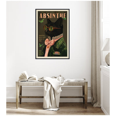 WG Absinthe Kitty by The Whiskey Ginger Framed Canvas Wall Art Print